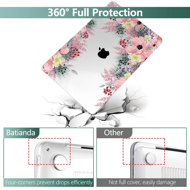Batianda for MacBook Pro 13 Case 2022 M2 Chip Plastic Hardshell with Keyboard Cover Screen Protector for MacBook Pro with Touch Bar 2021 2020 Release Model A2338 M1/A2289/A2251 (Beautiful Floral) - Image 4